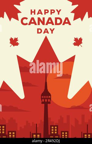 modello di illustrazione del banner verticale happy canada day Illustrazione Vettoriale