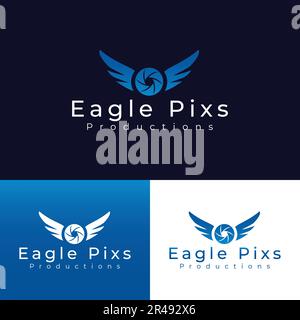 Ispirazione per il design del semplice logo del drone vettoriale Illustrazione Vettoriale