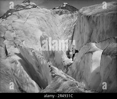 Formazione di crepacci nel ghiacciaio Illecillewaet, Selkirk Mountains, B.C., c1902. Foto Stock