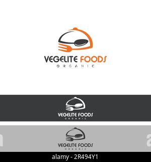 Vegelite Foods, ristorante con logo food, design minimalista e logo business in modello vettoriale Illustrazione Vettoriale