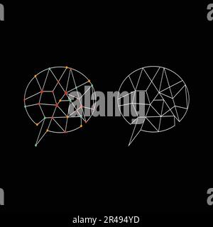 Connessione di rete cerebrale geometrica astratta. Logo Brain, icona design vettoriale Illustrazione Vettoriale