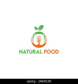 logo natural food, logo minimalista, design del ristorante e del business in modello vettoriale Illustrazione Vettoriale