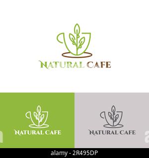 caffè naturale. logo coffee, design minimalista e logo business in modello vettoriale Illustrazione Vettoriale