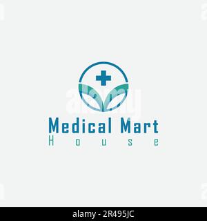 logo del mercato medico, medico, umano, minimalista e design del logo aziendale Illustrazione Vettoriale