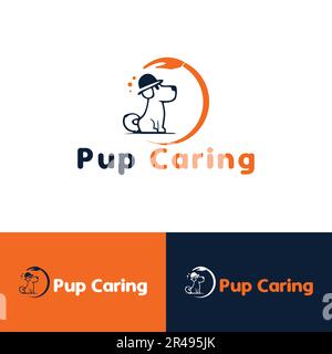 pup cura moderno logo minimalista design in modello vettoriale Illustrazione Vettoriale