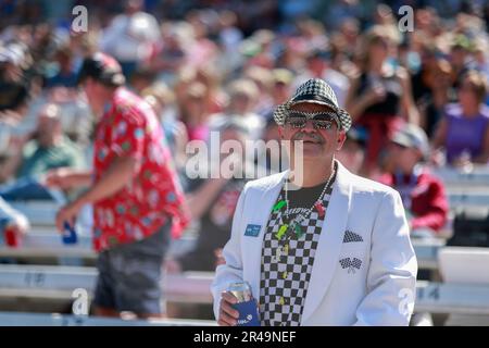 Indianapolis, Stati Uniti. 26th maggio, 2023. INDIANAPOLIS, INDIANA - 26 MAGGIO: I tifosi osservano dagli stand durante il giorno del Carb prima del 2023 Indy 500 all'autodromo di Indianapolis il 26 maggio 2023 a Indianapolis, Indiana. Credit: Jeremy Hogan/Alamy Live News Foto Stock