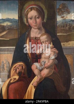 La Vergine col Bambino, 1497-1500. Precedentemente attribuito a Boccaccio Boccaccino (1467-1522). Foto Stock