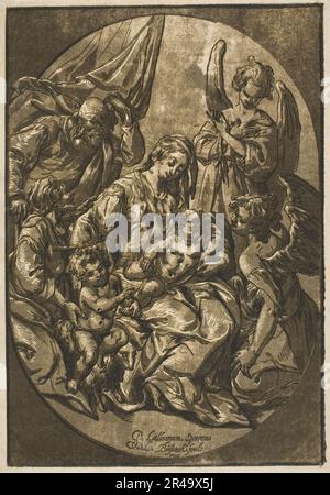 Sacra Famiglia in cornice ovale, 1623. Foto Stock