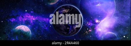 Pianeta Terra nel cielo stellato. Elementi di questa immagine Foto Stock