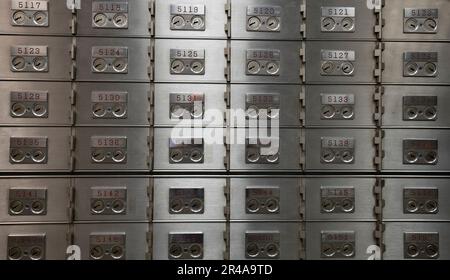 Cassette di sicurezza, Hong Kong, Cina. Foto Stock