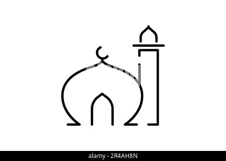 Icona della moschea. Icona relativa alla moschea islamica. Design stile icona linea. Semplice disegno vettoriale modificabile Illustrazione Vettoriale