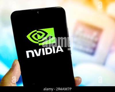 SUQIAN, CINA - 27 MAGGIO 2023 - llustration: NVIDIA, Suqian, provincia di Jiangsu, Cina, maggio 27, 2023. NVIDIA vale quasi mille miliardi di dollari. Foto Stock