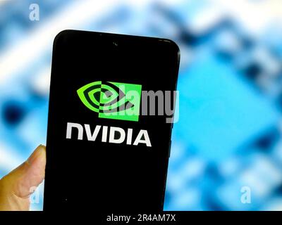 SUQIAN, CINA - 27 MAGGIO 2023 - llustration: NVIDIA, Suqian, provincia di Jiangsu, Cina, maggio 27, 2023. NVIDIA vale quasi mille miliardi di dollari. Foto Stock