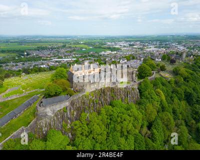 Vista aerea dal drone del Castello di Stirling a Stirling, Scozia, Regno Unito Foto Stock