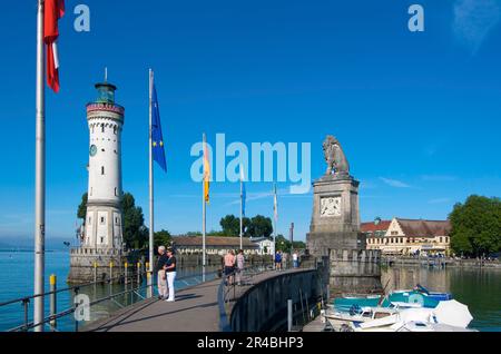 Ingresso al porto, Lindau, Lago di Costanza, Baviera, Germania Foto Stock