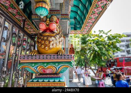 Sri Maha Mariamman Tempio (Maha Uma Devi Tempio), architettura del Sud indiano stile Hindu tempio a Bangkok Foto Stock