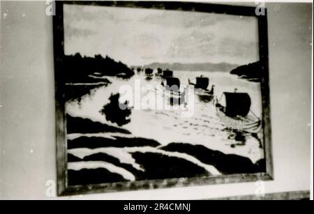 SS fotografo Willi Altstadt, Wiking Division, Russia 1942. Scene del villaggio della zona di Rostov, un Panzer III (con simboli unitari) e granatieri panzer sulla steppa, scene di combattimento lungo un fiume, primi piani della fanteria sul campo con armi individuali e servite dall'equipaggio, attraversamento del fiume (zattere d'assalto e pontone), costruzione di un blocco stradale, prigionieri di guerra russi, I soldati delle SS pescano e nuotano, cerimonia di premiazione delle unità, posto di osservazione affacciato su un fiume e equipaggio di artiglieria pesante con howitzer. Immagini che illustrano le attività in prima linea delle unità Waffen-SS sul fronte occidentale e orientale, i Foto Stock