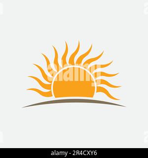 Sunrise Wavy Rays Inspiring Fun and Playful ambiente icona logo Illustrazione Vettoriale