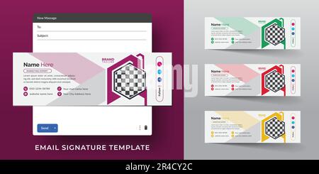 Design del modello di firma e-mail aziendale in formato vettoriale, dettagli personali e modelli di firma e-mail con un layout moderno e minimale Illustrazione Vettoriale