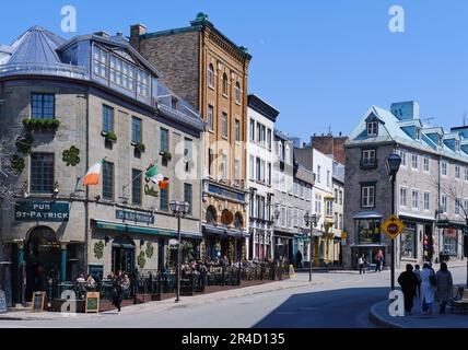 Cote de la Fabrique nel cuore della città vecchia, Quebec City, Canada Foto Stock