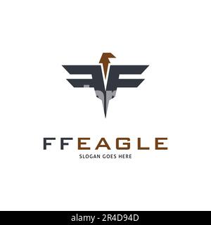 Lettera iniziale FF Eagle icona modello vettoriale logo Illustrazione disegno Illustrazione Vettoriale