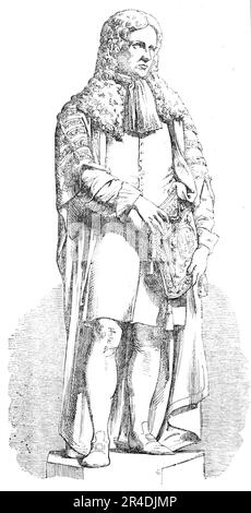 Statua di Lord Somers, di W. C. Marshall, R.A., 1856. Ricostruzione delle Camere del Parlamento a Londra. Una delle statue '... con cui San Stephen's Hall viene gradualmente ornata. La figura è molto riposante e dignitosa, egli poggia sulla gamba sinistra, mentre la destra è leggermente avanzata. Nella sua mano sinistra tiene la borsa contenente i sigilli di ufficio: Questo è solo tenuto con noncuranza anche dalla mano destra. Il costume e il dettaglio sono ben concepiti. Il tutto è un'opera di grandissimo merito, che testimonora la meritata fama dello scultore. John Somers, 1st barone Somers, era Lor Foto Stock