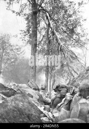 ''Notre Offensive d'Artois; le 11 mai, au matin, au Sud du bourg de la Targette', 1915. From "l'Album de la Guerre 1914-1919: Volume i" [l'Illustration, Paris, 1926]. Foto Stock