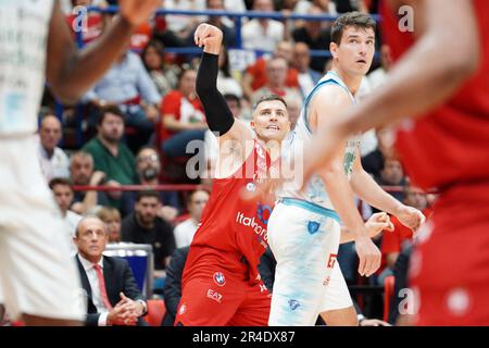 Milano, Italia. 27th maggio, 2023. EA7 EMPORIO ARMANI MILANO VS. DINAMO SASSARI, NELLA FOTO BILLY BARON (EA7 EMPORIO ARMANI MILANO) durante il playoff - EA7 Emporio Armani vs BDS Sassari, Campionato Italiano di Basket Serie A a a Milano, Italia, Maggio 27 2023 Credit: Independent Photo Agency/Alamy Live News Foto Stock