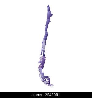 Mappa del Cile. Stile geometrico contorno paese. Illustrazione emotiva del vettore viola. Illustrazione Vettoriale