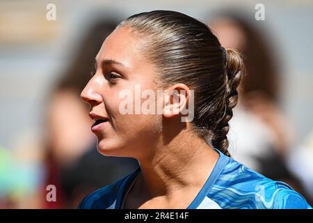 Parigi, Francia, Francia. 27th maggio, 2023. Diane PARRY di Francia durante una partita di Roland-Garros 2023, French Open 2023, torneo di tennis Grand Slam allo stadio Roland-Garros il 27 maggio 2023 a Parigi. (Credit Image: © Matthieu Mirville/ZUMA Press Wire) SOLO PER USO EDITORIALE! Non per USO commerciale! Foto Stock