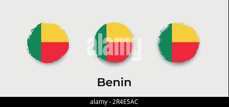Illustrazione dell'icona del vettore bolla grunge flag Benin Illustrazione Vettoriale