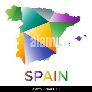 Colore luminoso forma spagnola. Multicolore stile geometrico logo paese. Design moderno e alla moda. Illustrazione vettoriale di classe. Illustrazione Vettoriale