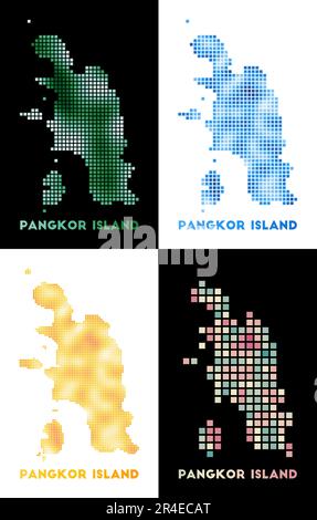 Mappa di Pangkor Island. Collezione di mappe di Pangkor Island in stile punteggiato. Illustrazione vettoriale. Illustrazione Vettoriale