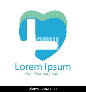 modello di design a croce per uso medico. Icona del logo della farmacia. Illustrazione vettoriale. Illustrazione Vettoriale