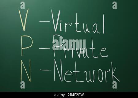 Acronimo di VPN (Virtual Private Network) scritto sulla lavagna Foto Stock