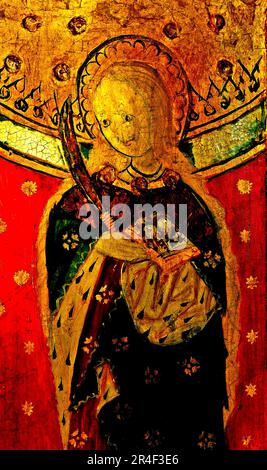 Eye, Suffolk, St. Lucy, fine del 15th ° secolo, dipinto medievale schermo rood Foto Stock