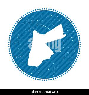 Adesivo da viaggio retrò Jordan a righe. Badge con mappa del paese, illustrazione vettoriale. Illustrazione Vettoriale