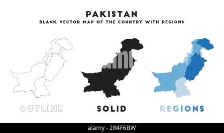 Mappa del Pakistan. Confini del Pakistan per la vostra infografica. Forma del paese vettoriale. Illustrazione vettoriale. Illustrazione Vettoriale