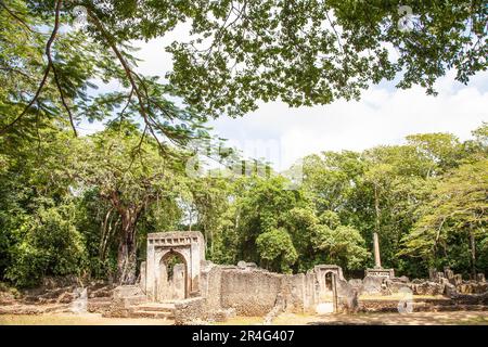 Gede rovine in Kenya sono i resti di una città swahili, tipico della maggior parte delle città lungo la costa est africana Foto Stock