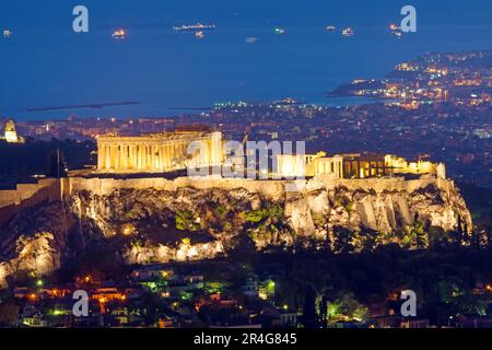 L'Acropoli di Atene di notte Foto Stock