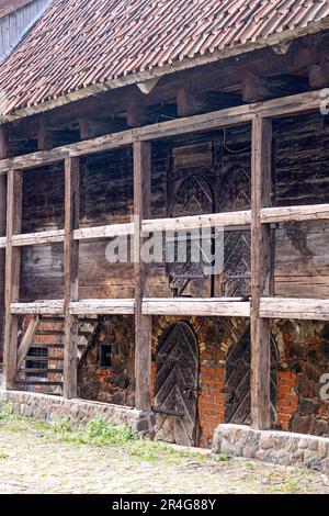 Vecchi edifici in legno del 18th ° secolo Foto Stock