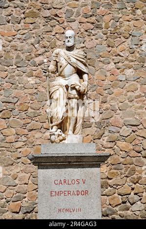 Imperatore Carlos V, Monumento, Bisagra City Gate, Toledo, Castilla-la Mancha, Spagna Foto Stock