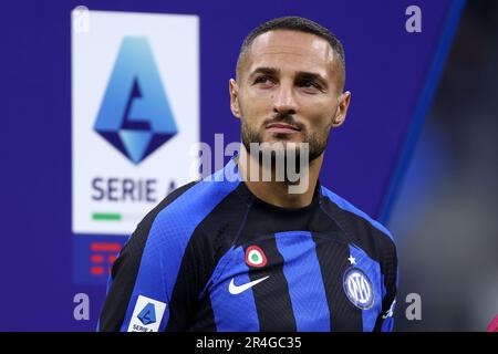 Milano, Italia. 27th maggio, 2023. Danilo D'Ambrosio del FC Internazionale guarda durante la Serie A match beetween FC Internazionale e Atalanta BC allo Stadio Giuseppe Meazza il 27 2023 maggio a Milano Italia . Credit: Marco Canoniero/Alamy Live News Foto Stock