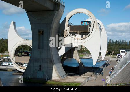 Ascensore per imbarcazioni, Falkirk Wheel, Bonnybridge, Falkirk, Scozia, Gran Bretagna Foto Stock