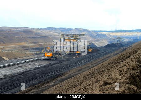 Miniera di lignite di Welzow-Sued, Welzow, Lower Lusatia, Brandeburgo, miniera di lignite, Miniera di lignite, lignite, miniera di lignite, Welzow-Sued Foto Stock