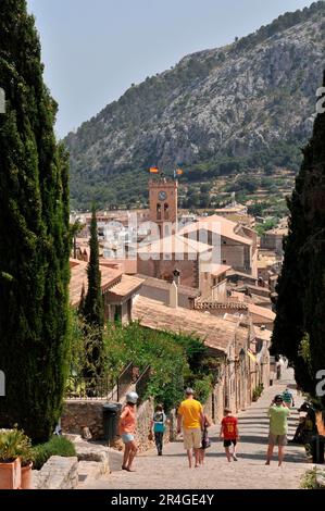 Scale to Calvario in Pollensa, Maiorca, Isole Baleari, Spagna, Pollenca Foto Stock