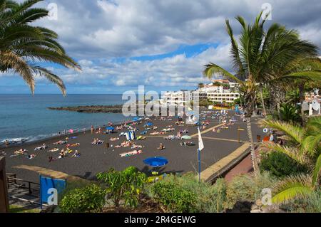 Playa Arena a Puerto Santiago, Tenerife, Isole Canarie, Spagna Foto Stock