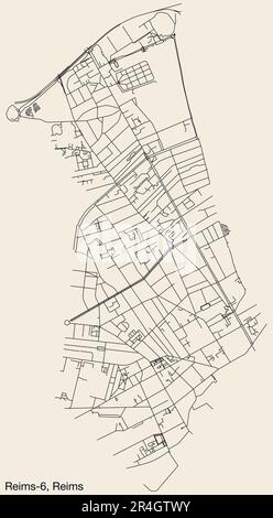 Mappa delle strade del CANTONE REIMS-6, REIMS Illustrazione Vettoriale