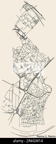 Mappa delle strade del CANTONE REIMS-2, REIMS Illustrazione Vettoriale