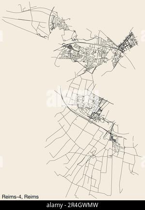 Mappa delle strade del CANTONE REIMS-4, REIMS Illustrazione Vettoriale